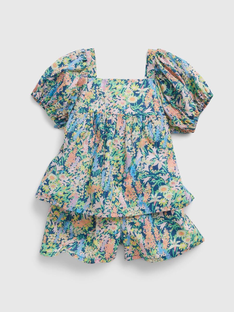 Floral pattern blouse and shorts set Newborn Boy_0