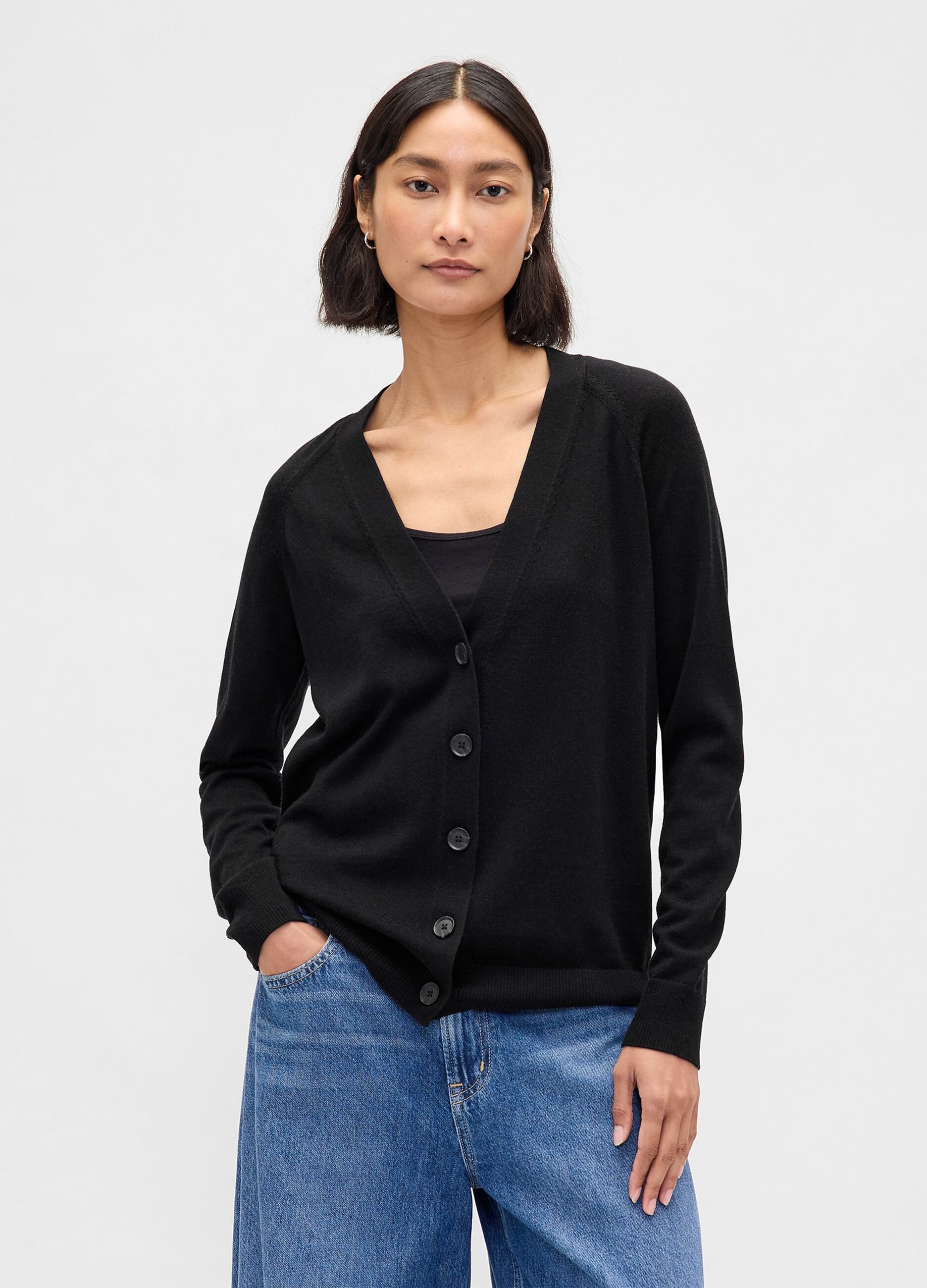 Black Pure Wool Cardigan