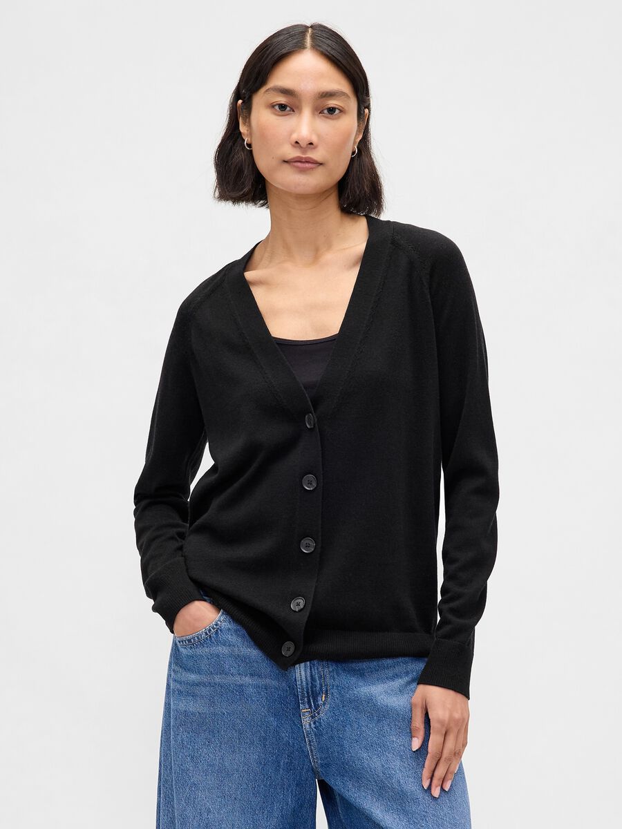Black Pure Wool Cardigan Woman_0