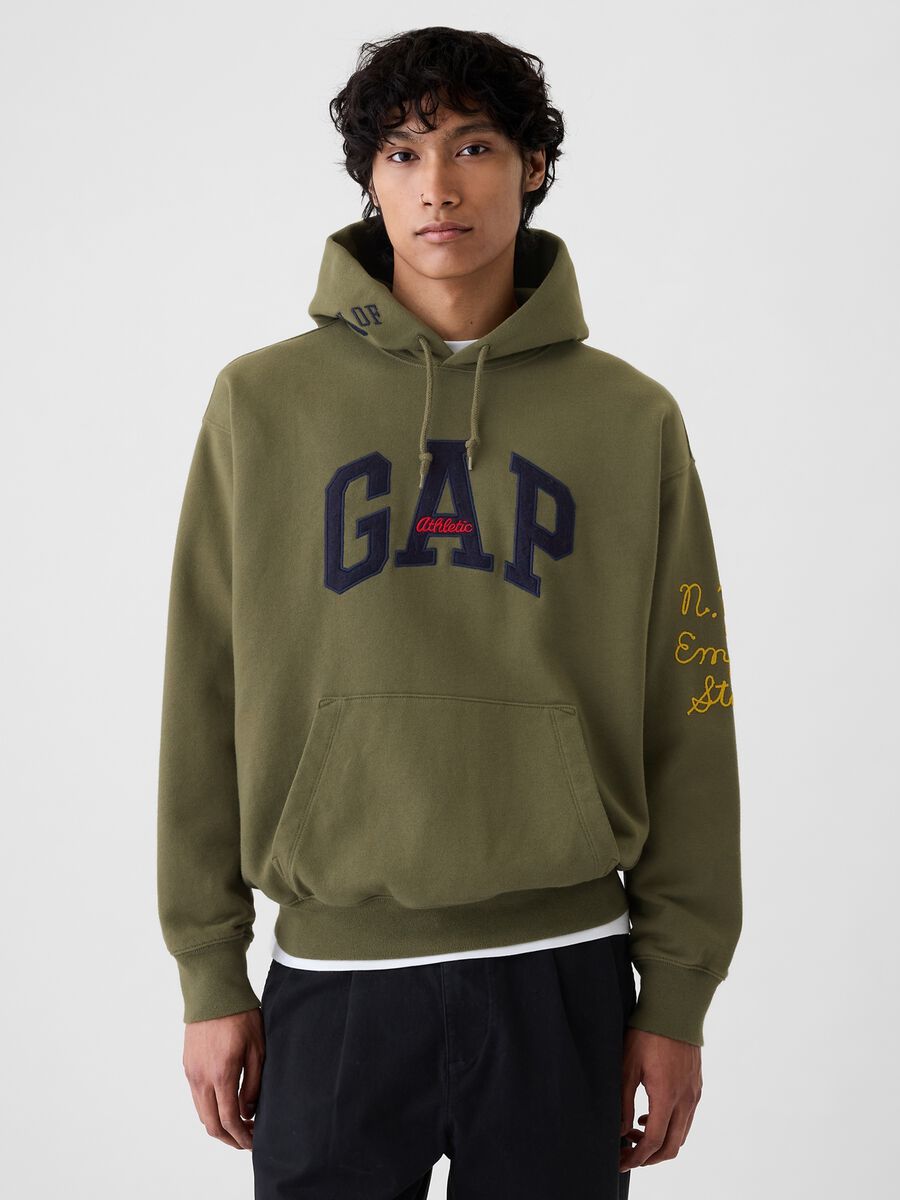 Felpa con cappuccio e patch logo Uomo_0