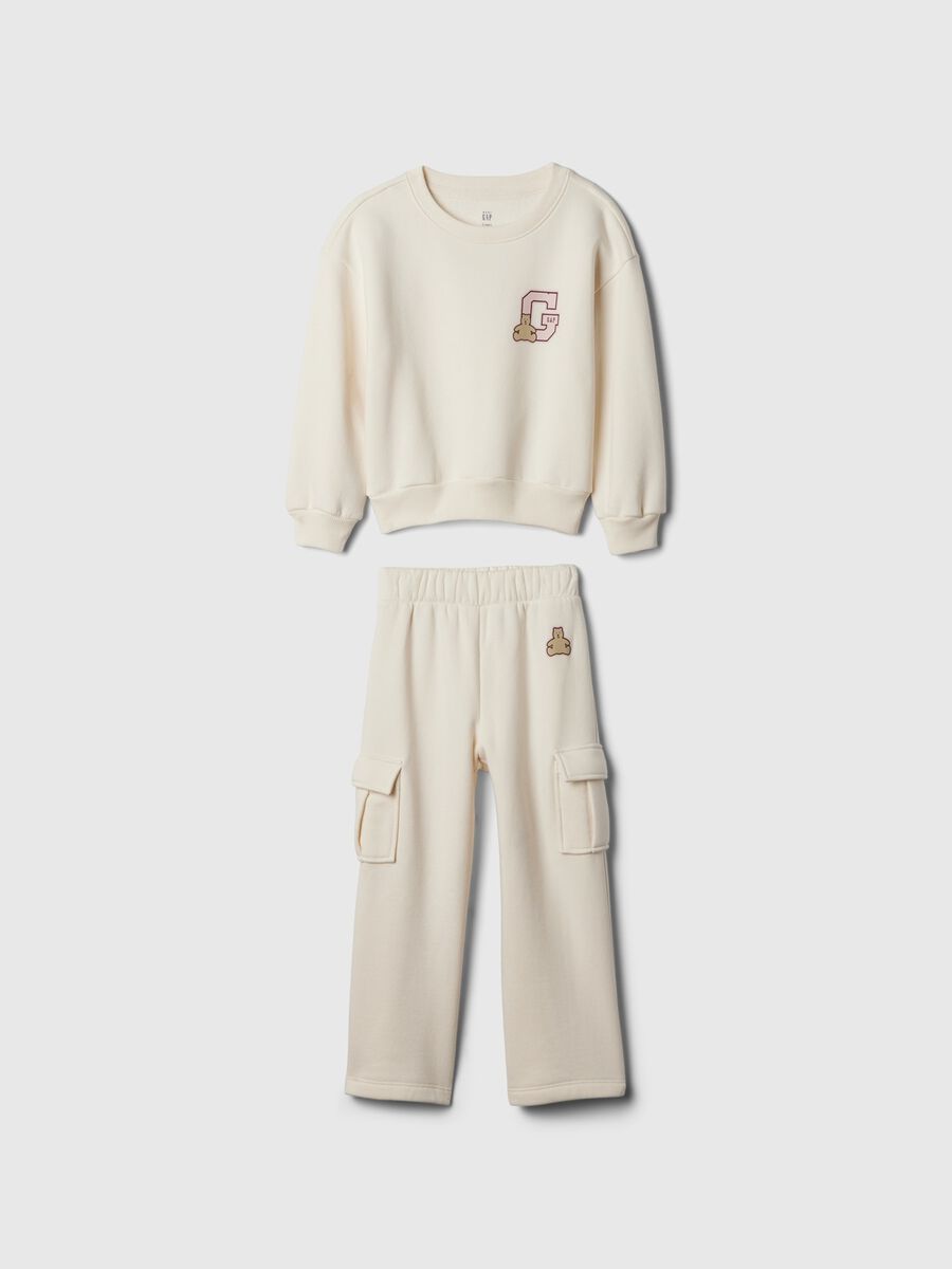 Jogging set in felpa con stampa logo e orsetto Bimba_0