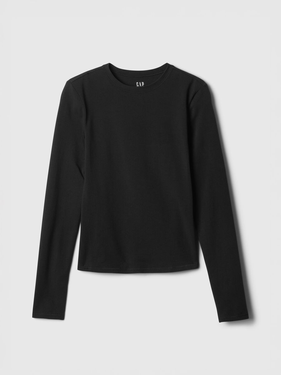 Maglietta nera a maniche lunghe elasticizzata Donna_3