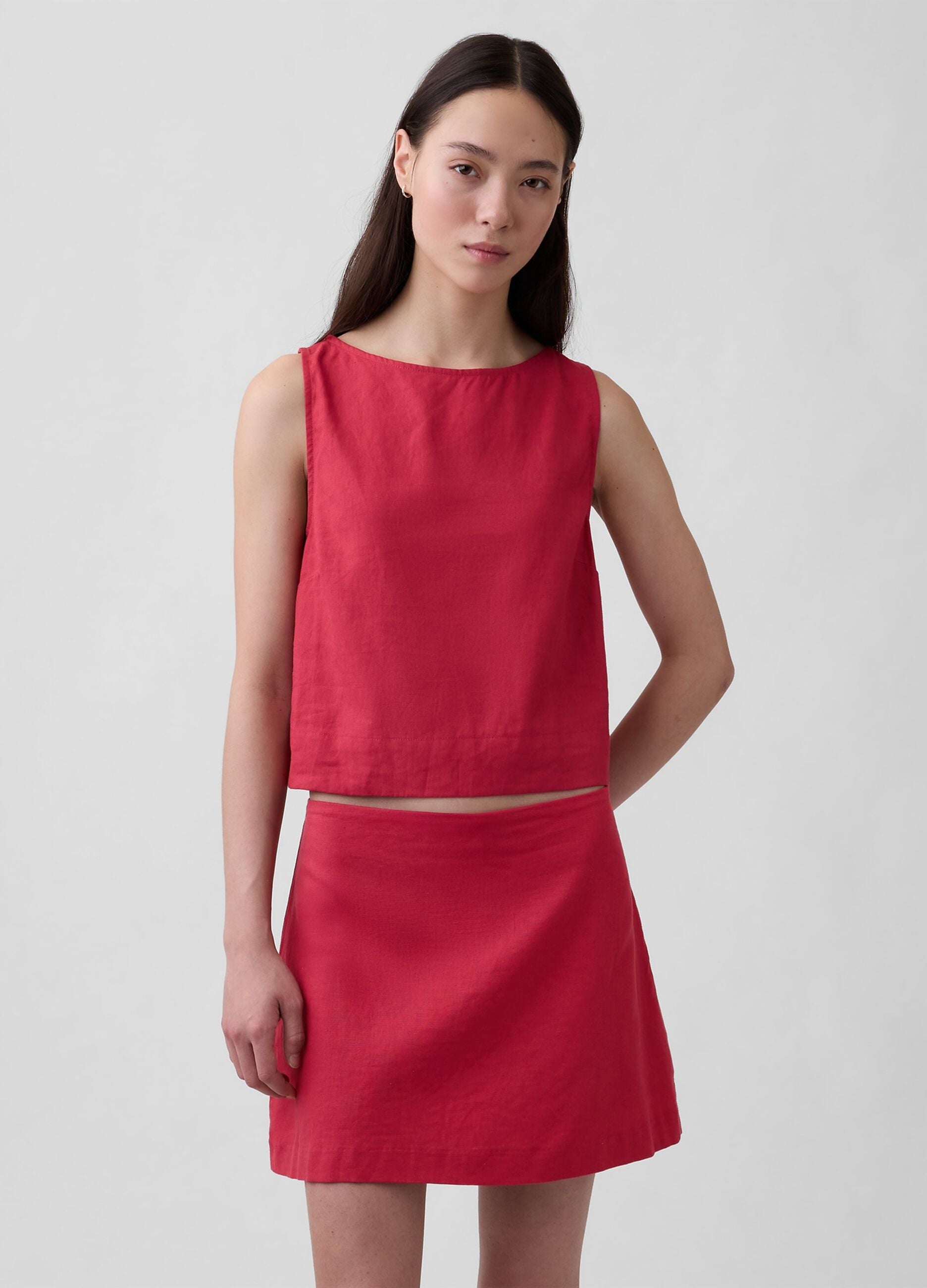 Tank top in misto lino
