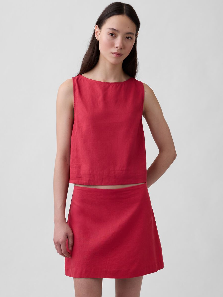 Tank top in misto lino Donna_0