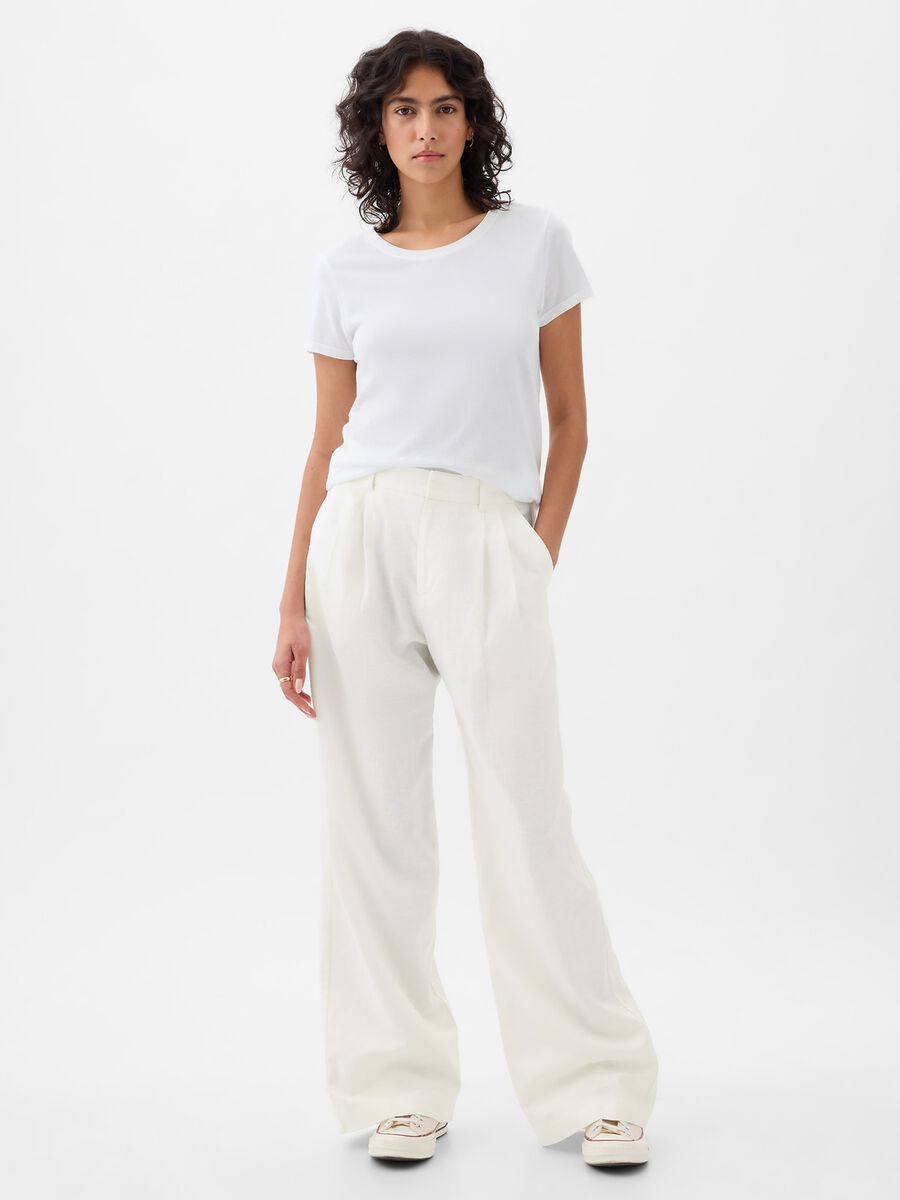 Wide-leg trousers cotton and linen Woman_0