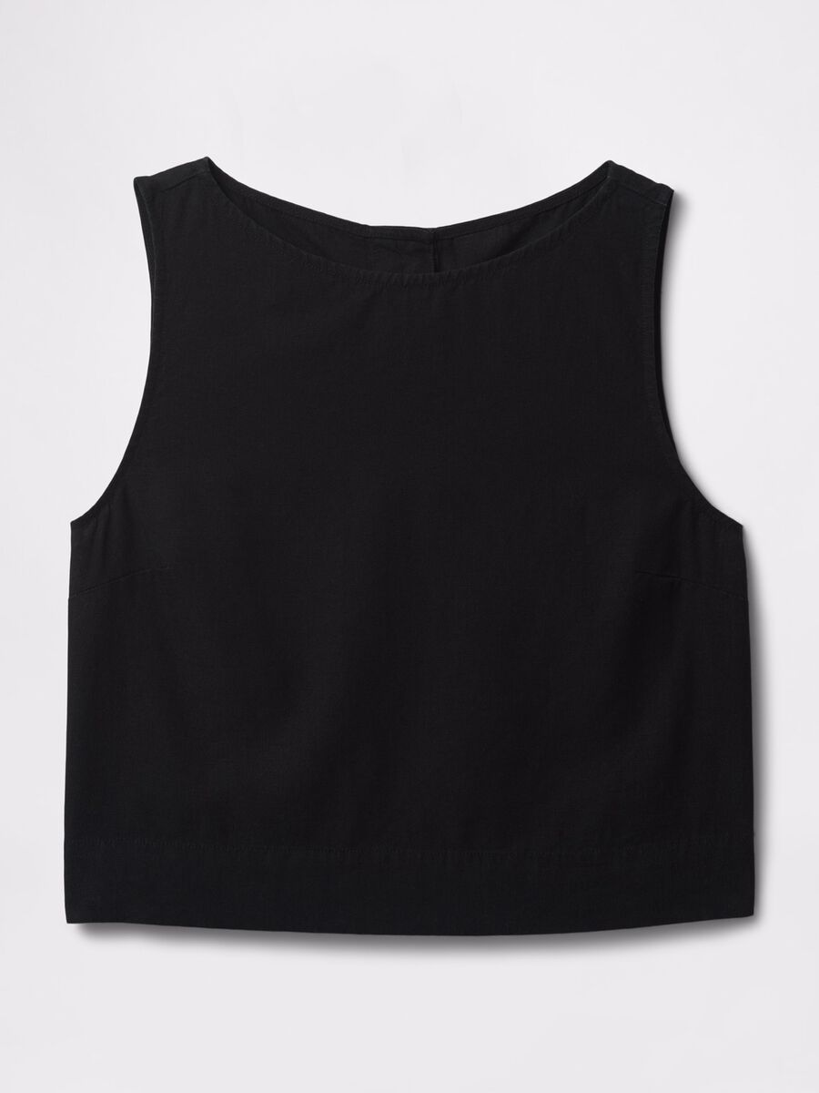 Top senza maniche nero misto lino Gap Donna_4
