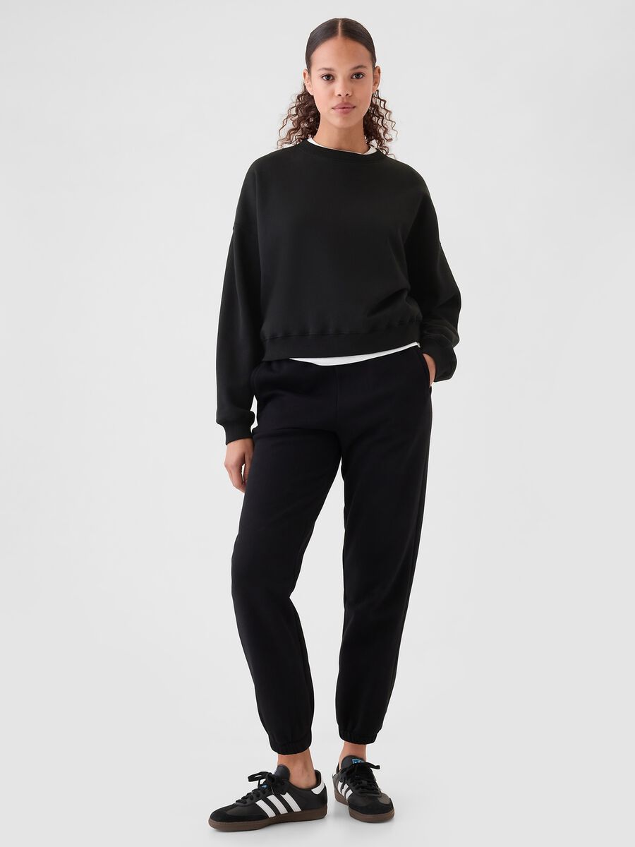 Felpa nera girocollo Donna_2