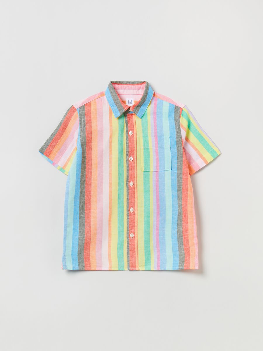 Linen and cotton shirt with short sleeves Boy_0
