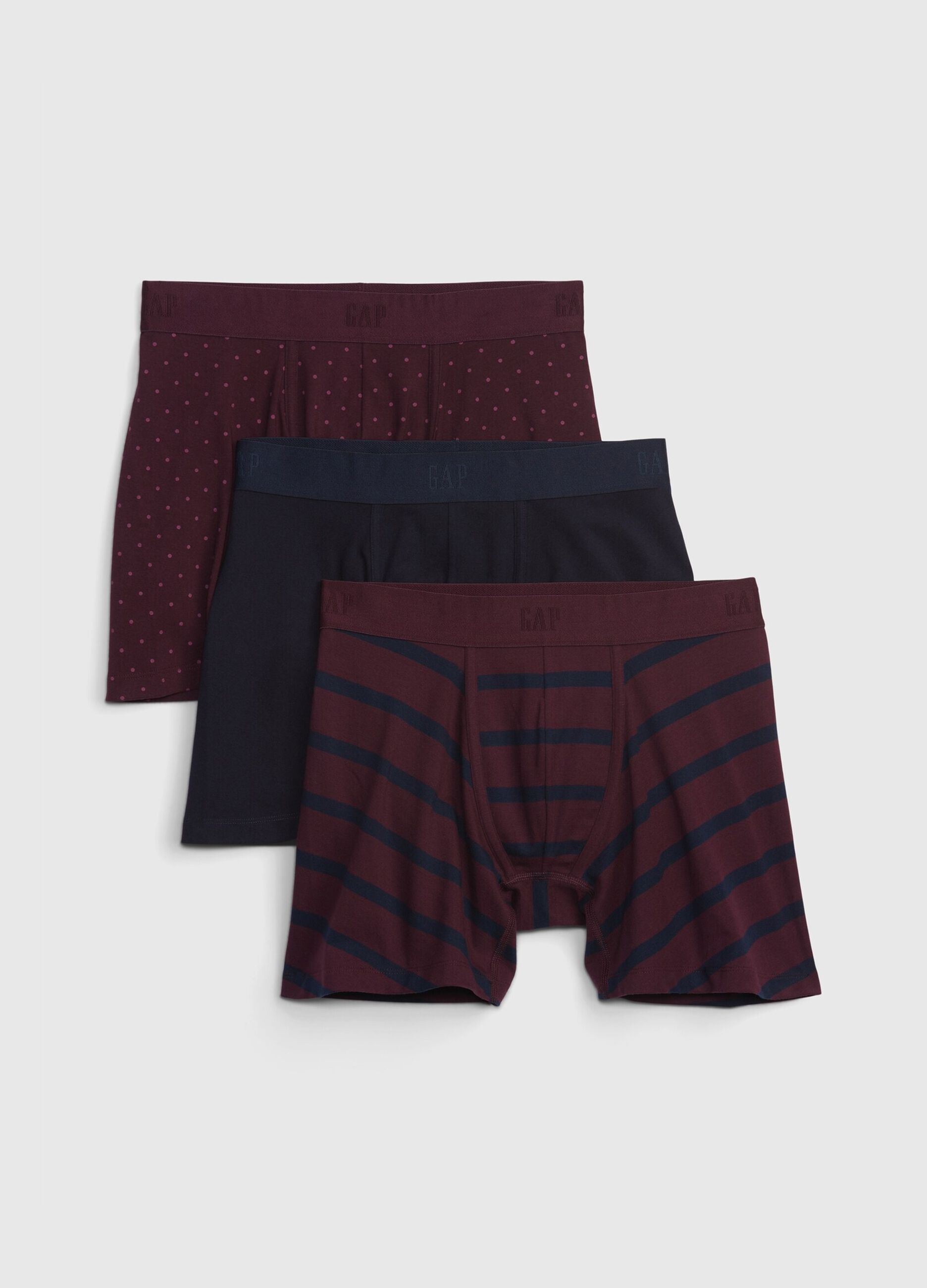 Three-pack boxer shorts with pattern in stretch cotton