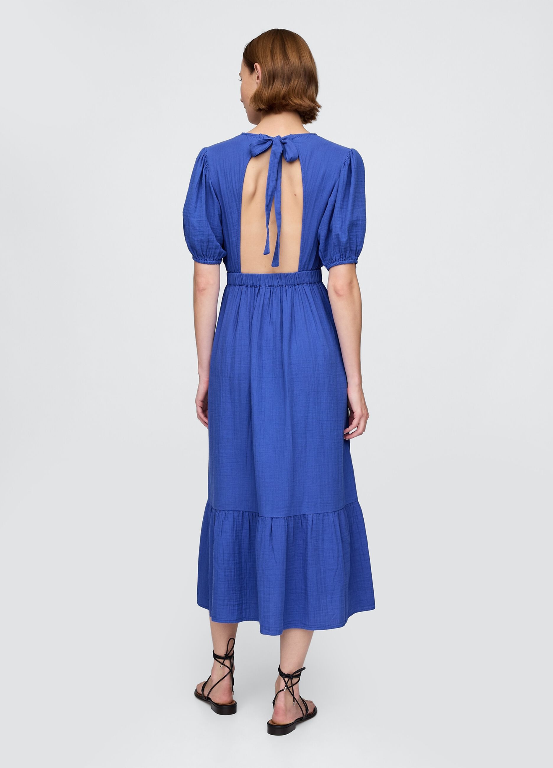 Abito midi blu a maniche corte_2