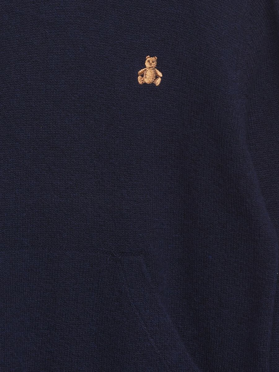 Knitted sweatshirt with hood and teddy bear embroidery Newborn Boy_2