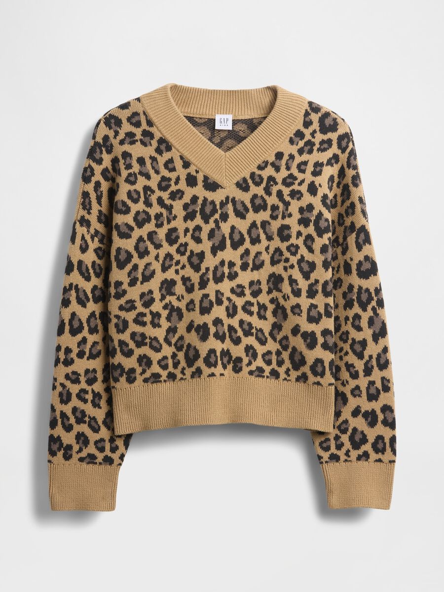 Maglione beige a stampa leopardata Bambina_3