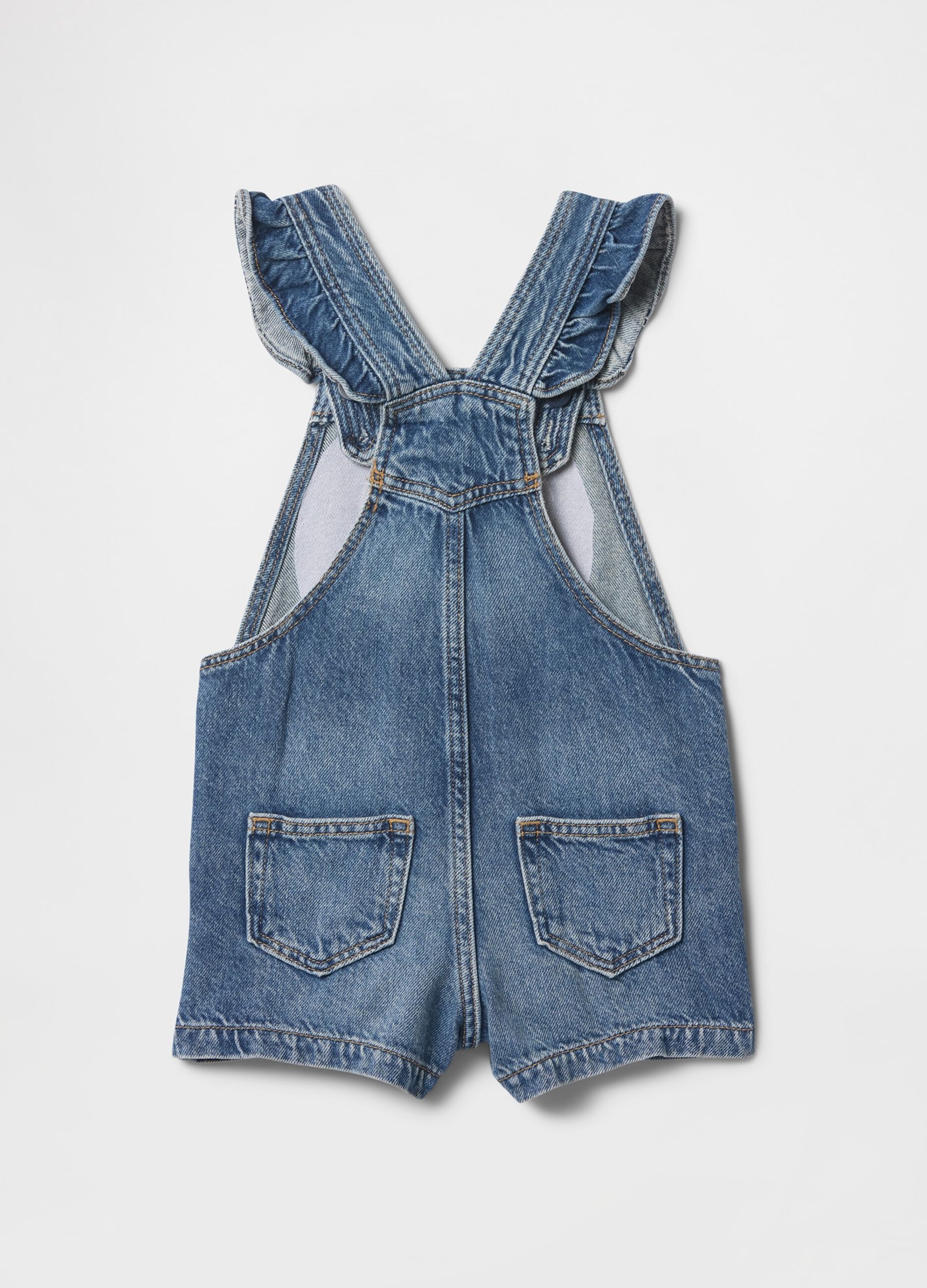 Salopette denim corta con ricamo Minnie_1