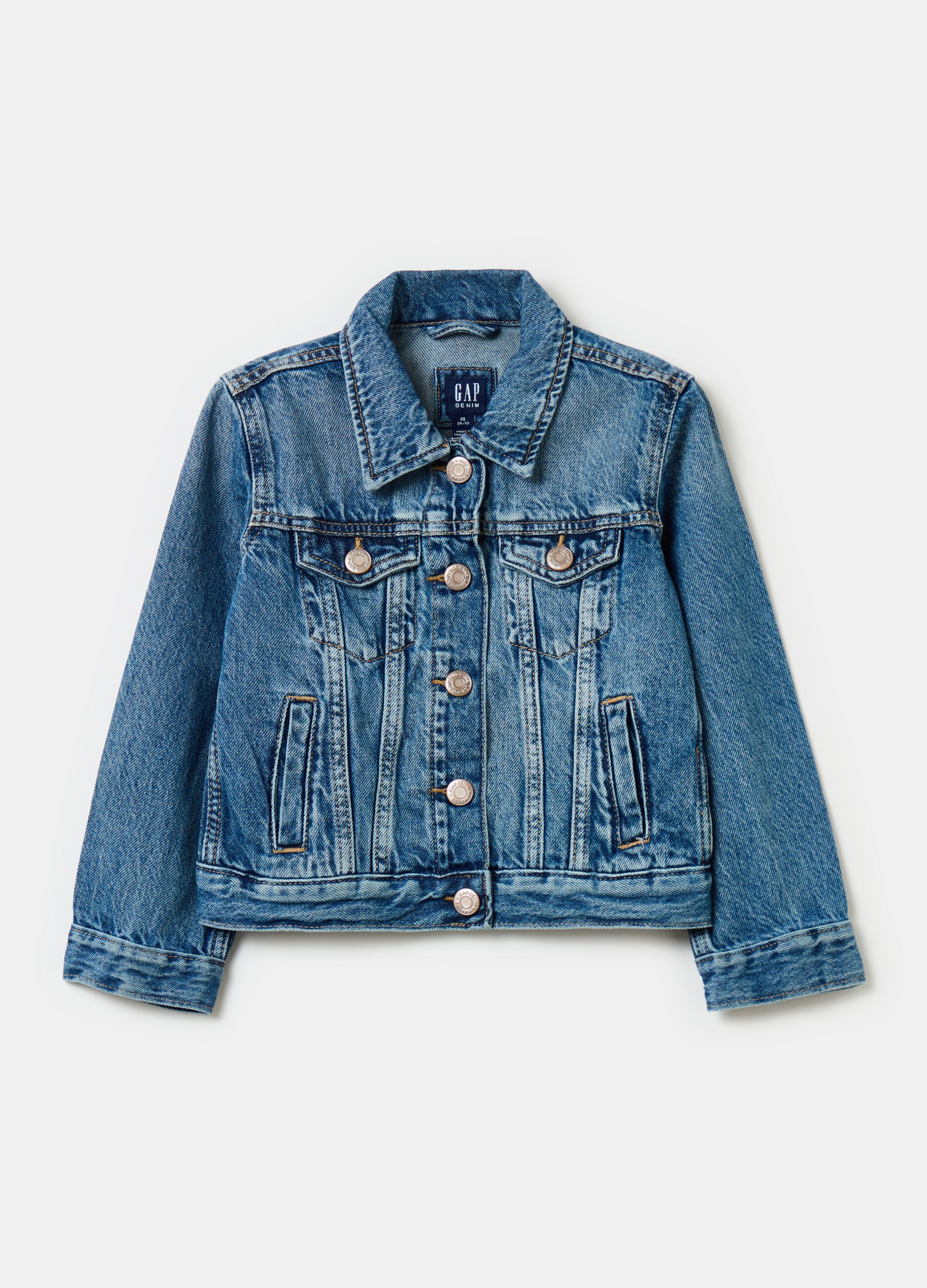 Short jacket in acid wash denim