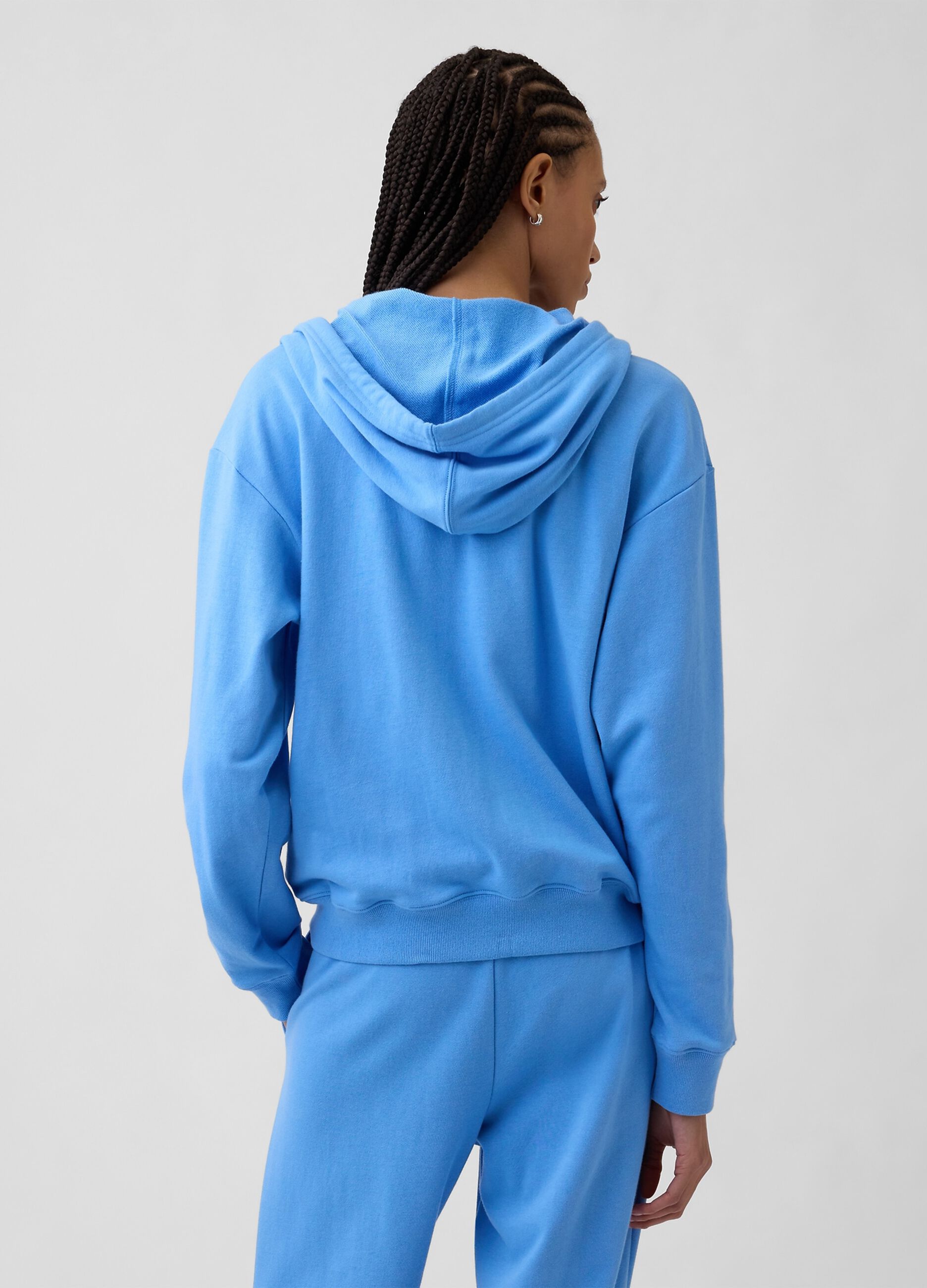 Regular fit cotton blend sweatshirt with logo, zip and hood