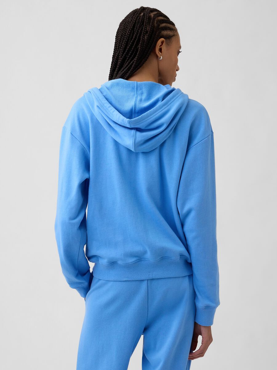 Regular fit cotton blend sweatshirt with logo, zip and hood Woman_1