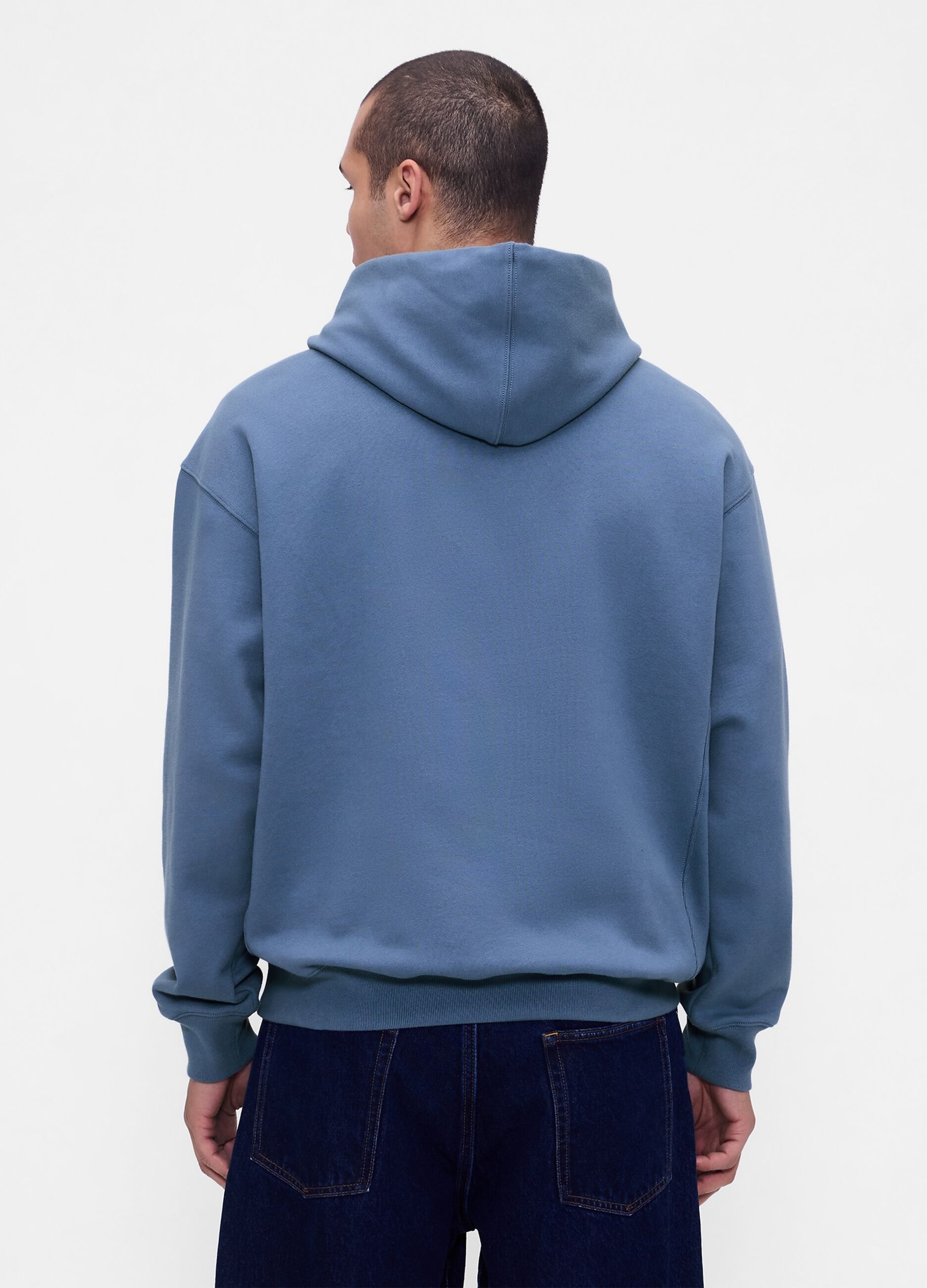 Felpa blu senza zip con cappuccio_1
