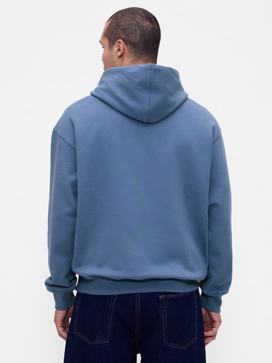 Felpa blu senza zip con cappuccio Uomo_1