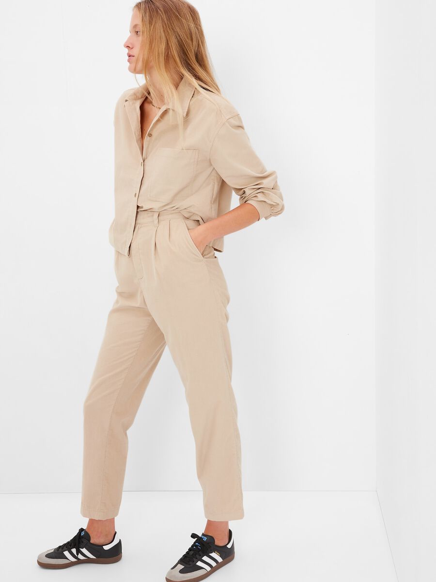 Tapered-fit corduroy trousers Woman_0