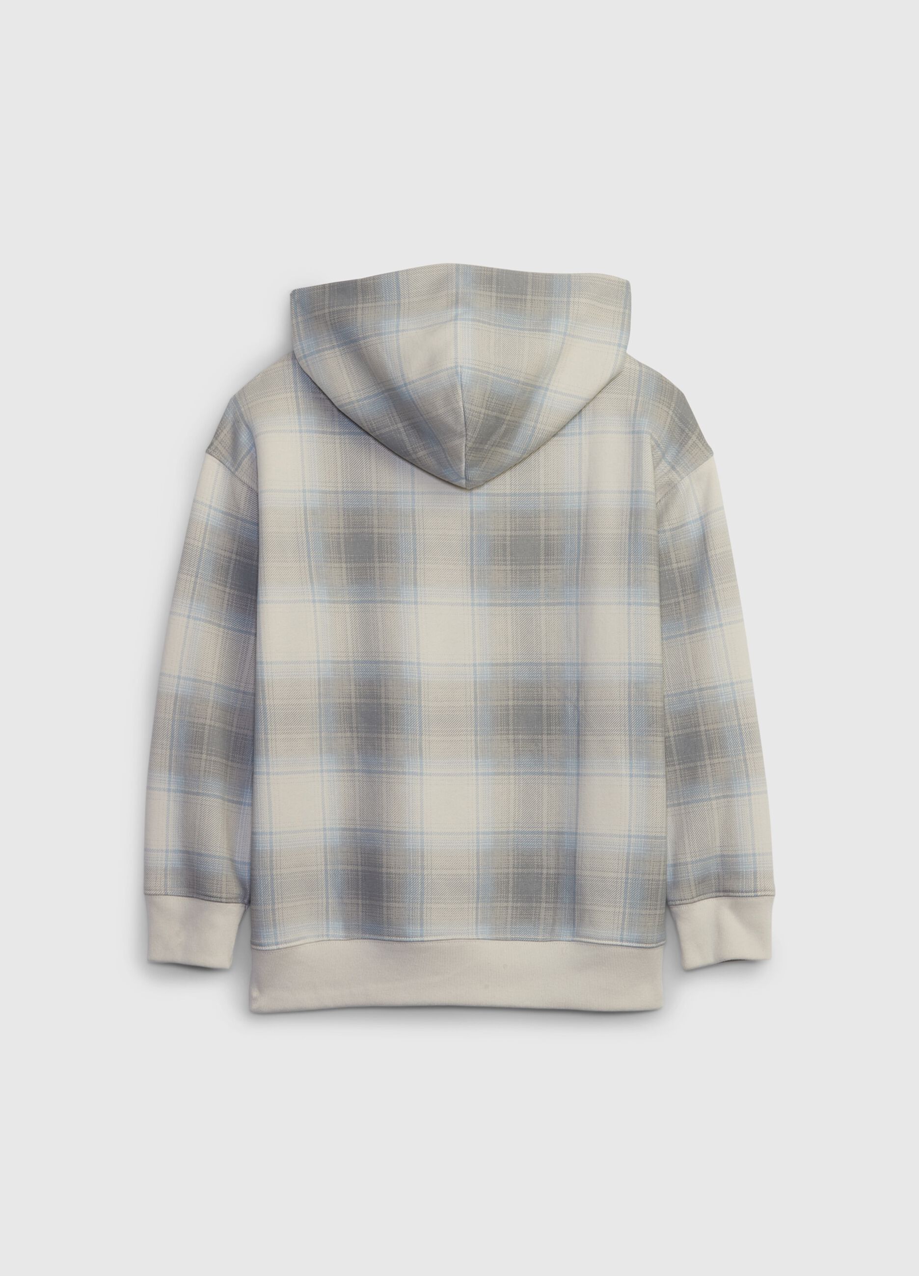 Sweatshirt with hood and plaid pattern_1