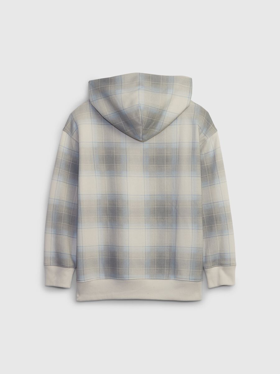 Sweatshirt with hood and plaid pattern Boy_1