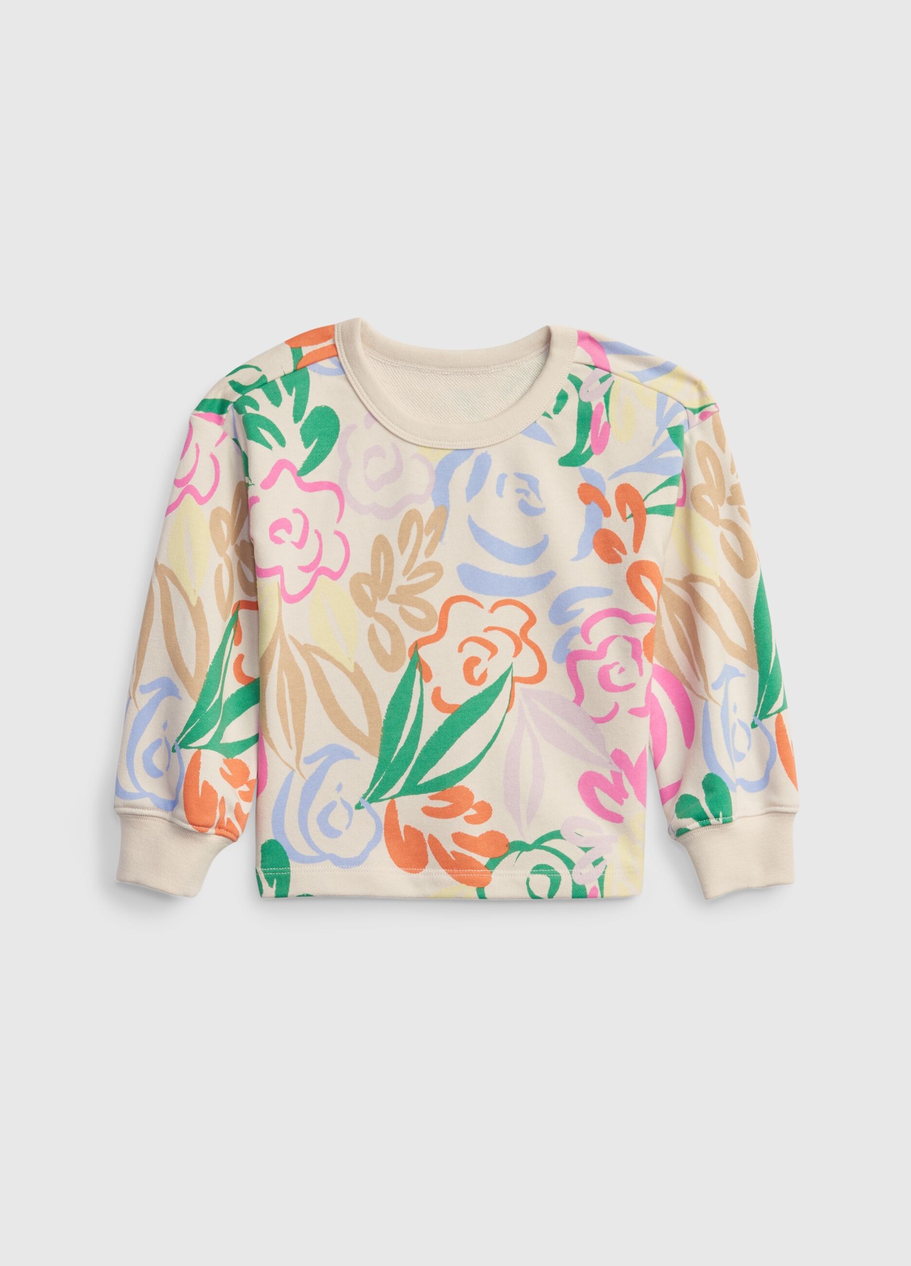 Sweatshirt with round neck and floral print