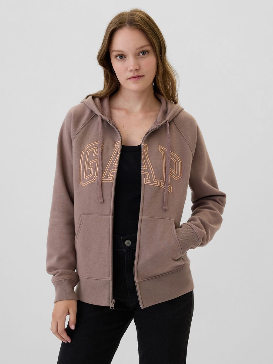 Felpa con cappuccio ricamo logo Donna_0