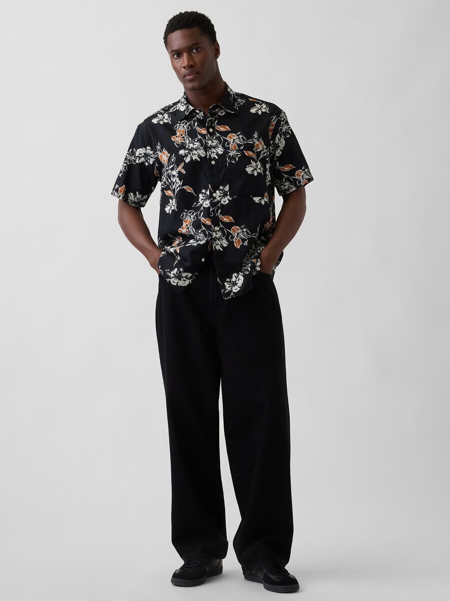 Camicia a fiori in misto lino e cotone Uomo_2
