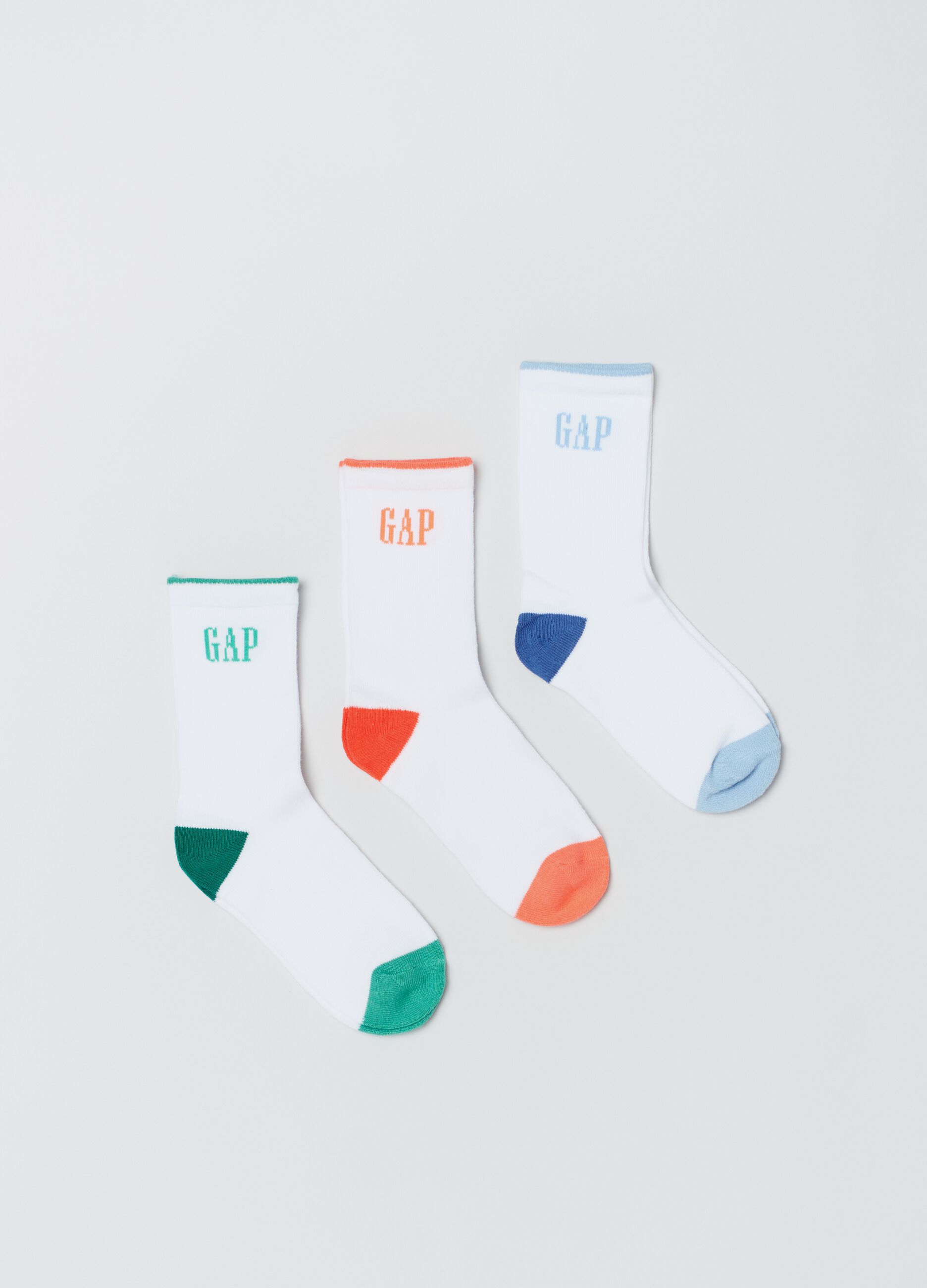 Three-pack cotton socks with logo