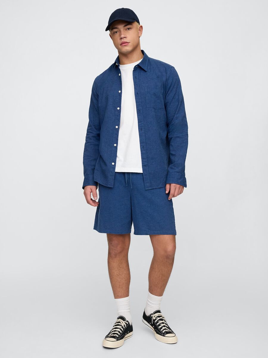 Pantaloncini blu in misto tessuto Uomo_0