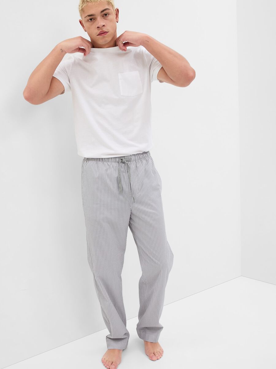 Pantaloni pigiama in cotone a righe Uomo_0