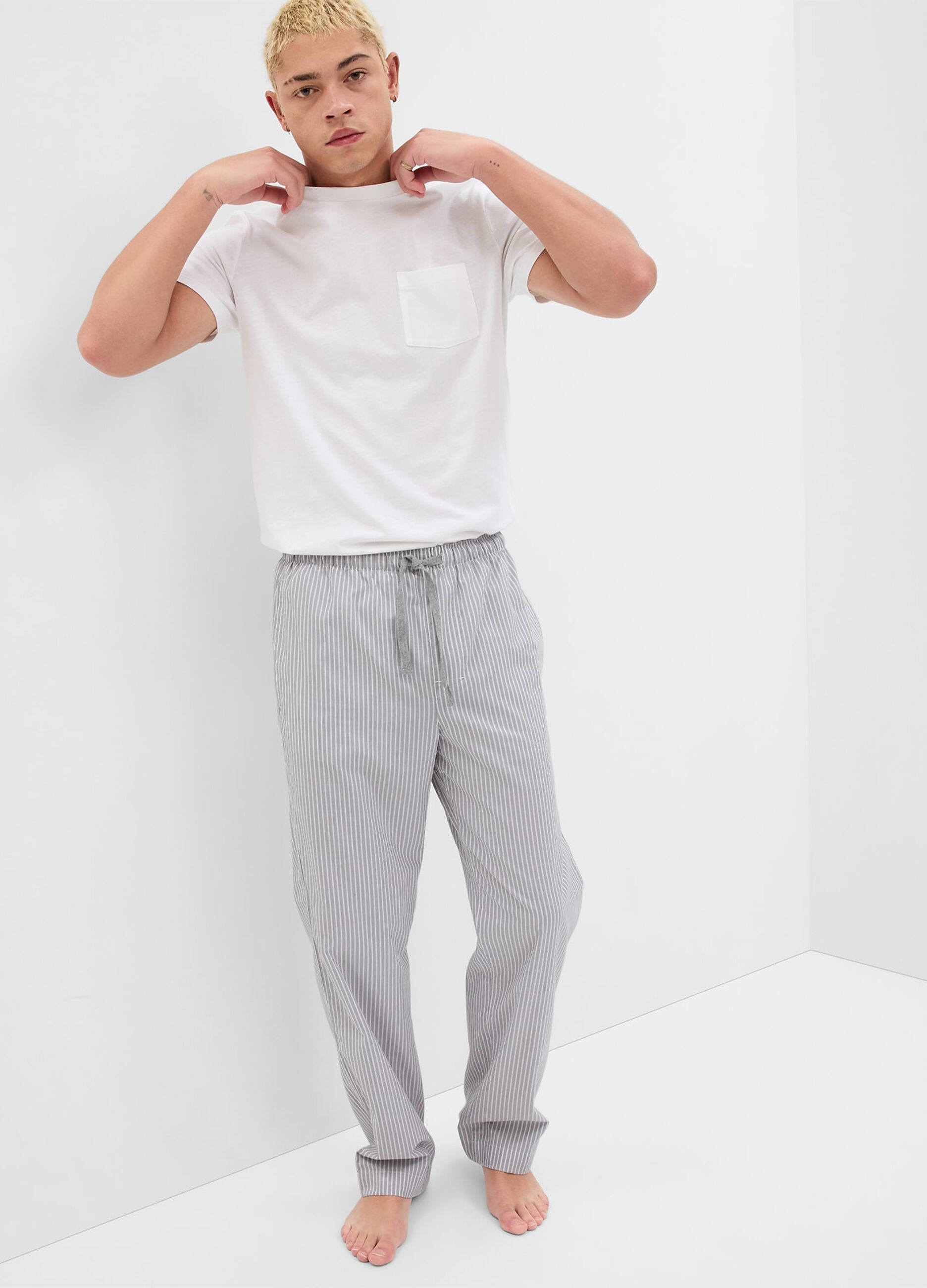 Pantaloni pigiama in cotone a righe Uomo