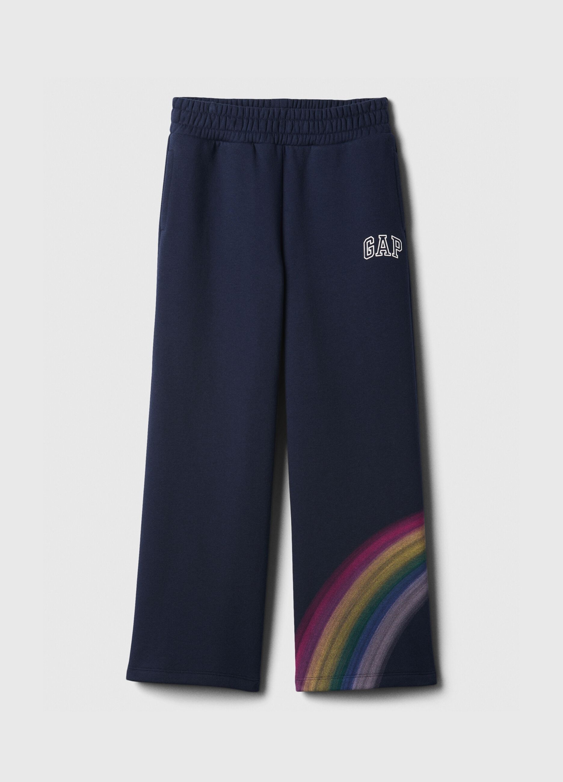 Joggers a gamba larga con stampa logo e arcobaleno