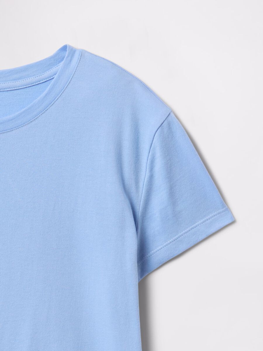 T-shirt a maniche corte in cotone azzurro Bambina_3