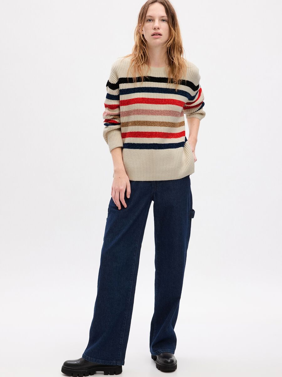 Oversize striped pullover with splits Woman_1