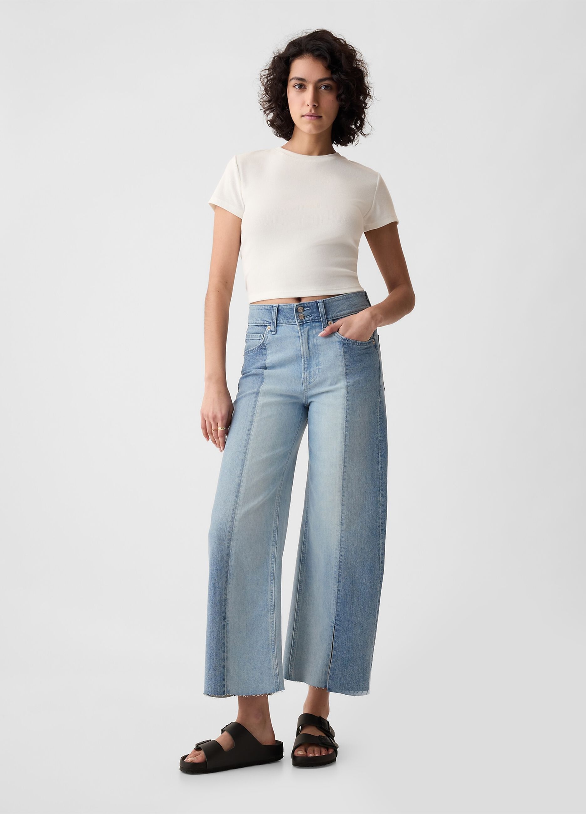 Jeans wide leg ankle bicolore