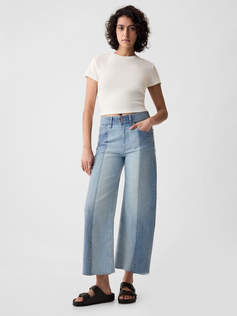 Jeans wide leg ankle bicolore Donna_0