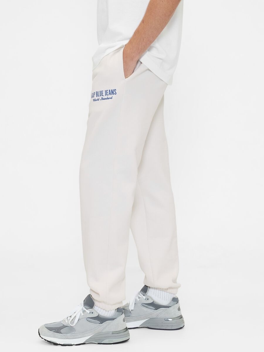 Beige jogger trousers in cotton and polyester blend Man_4