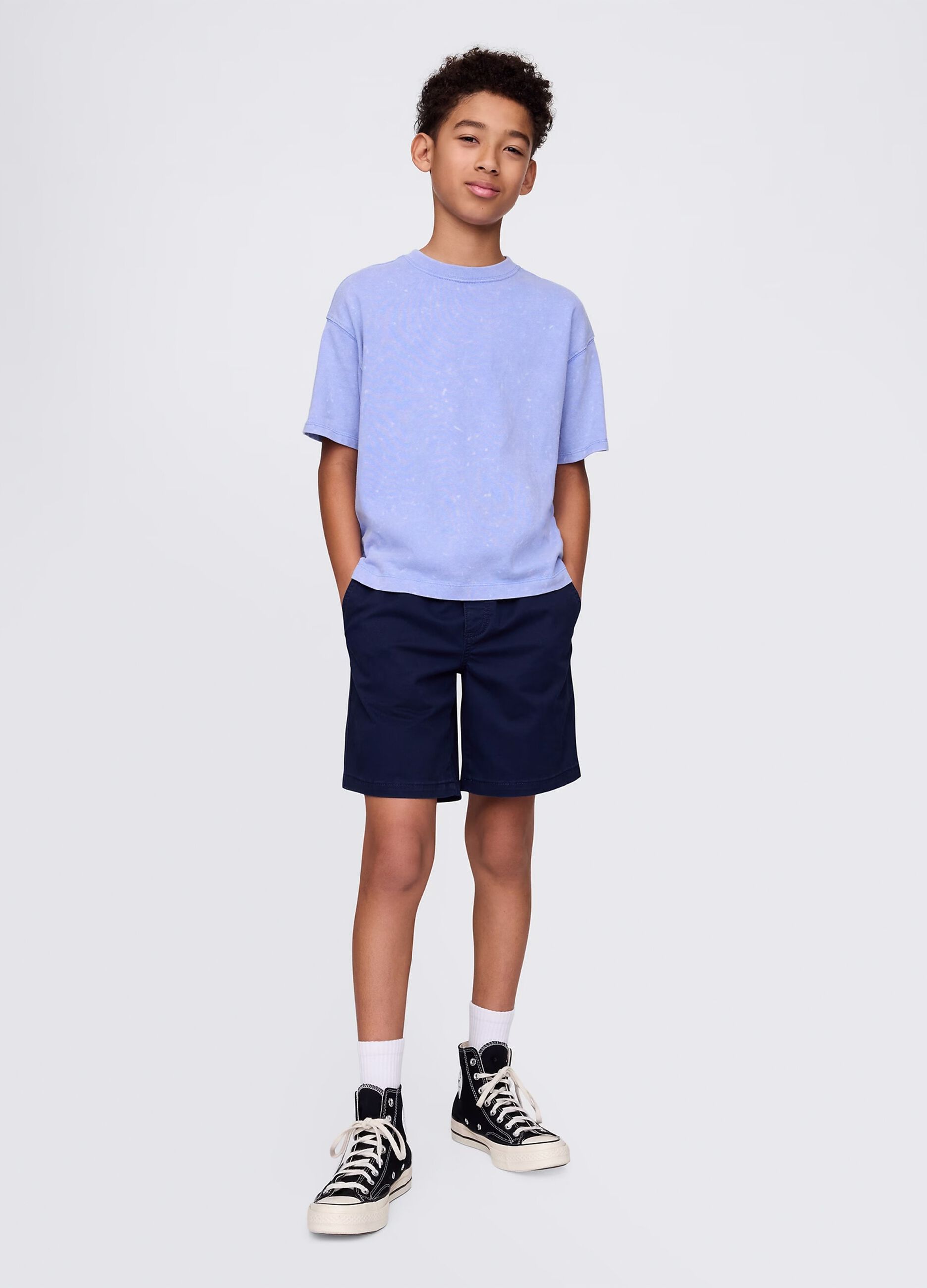 Shorts blu in cotone elasticizzato