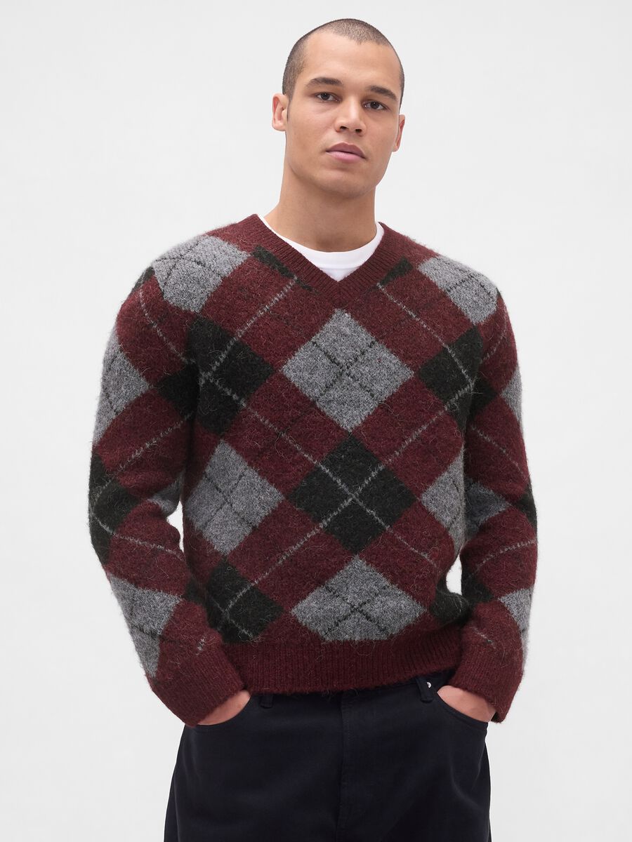 Multicolour pullover in stretch fabric with tartan pattern Man_1