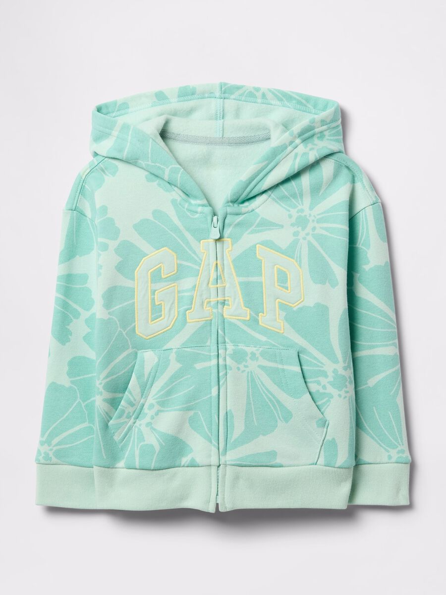 Felpa con zip intera floreale Bimba_0