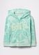 Light blue full-zip sweatshirt with hood, flowers print and logo embroidery_0