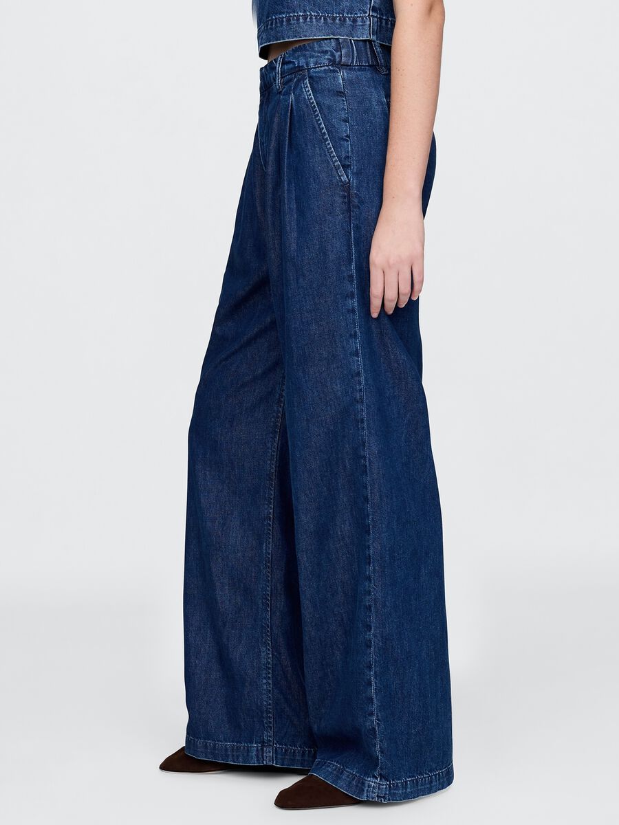 Pantaloni a palazzo in denim Donna_3