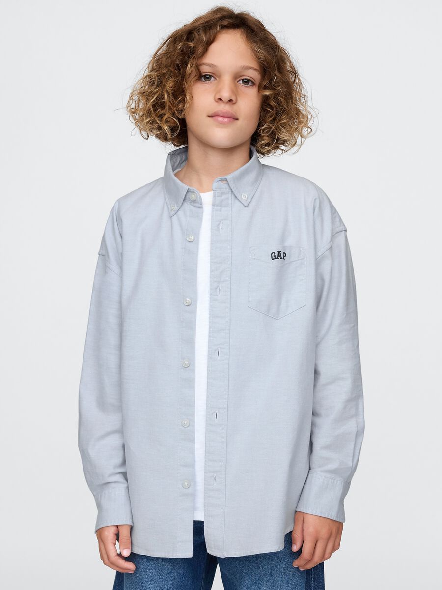 Camicia azzurra elasticizzata in cotone Bambino_0
