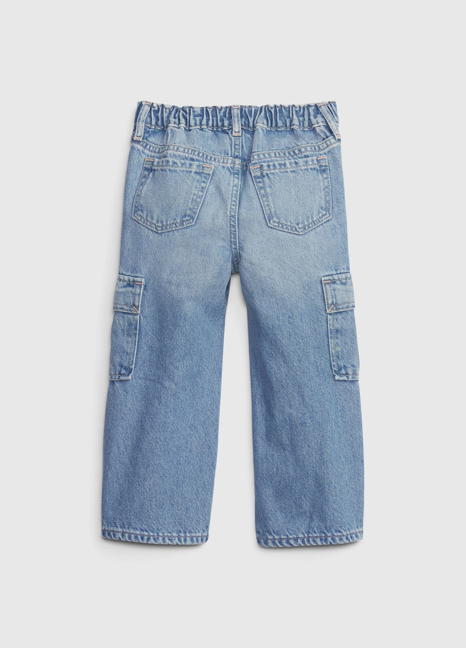 Acid wash cargo stride jeans_1