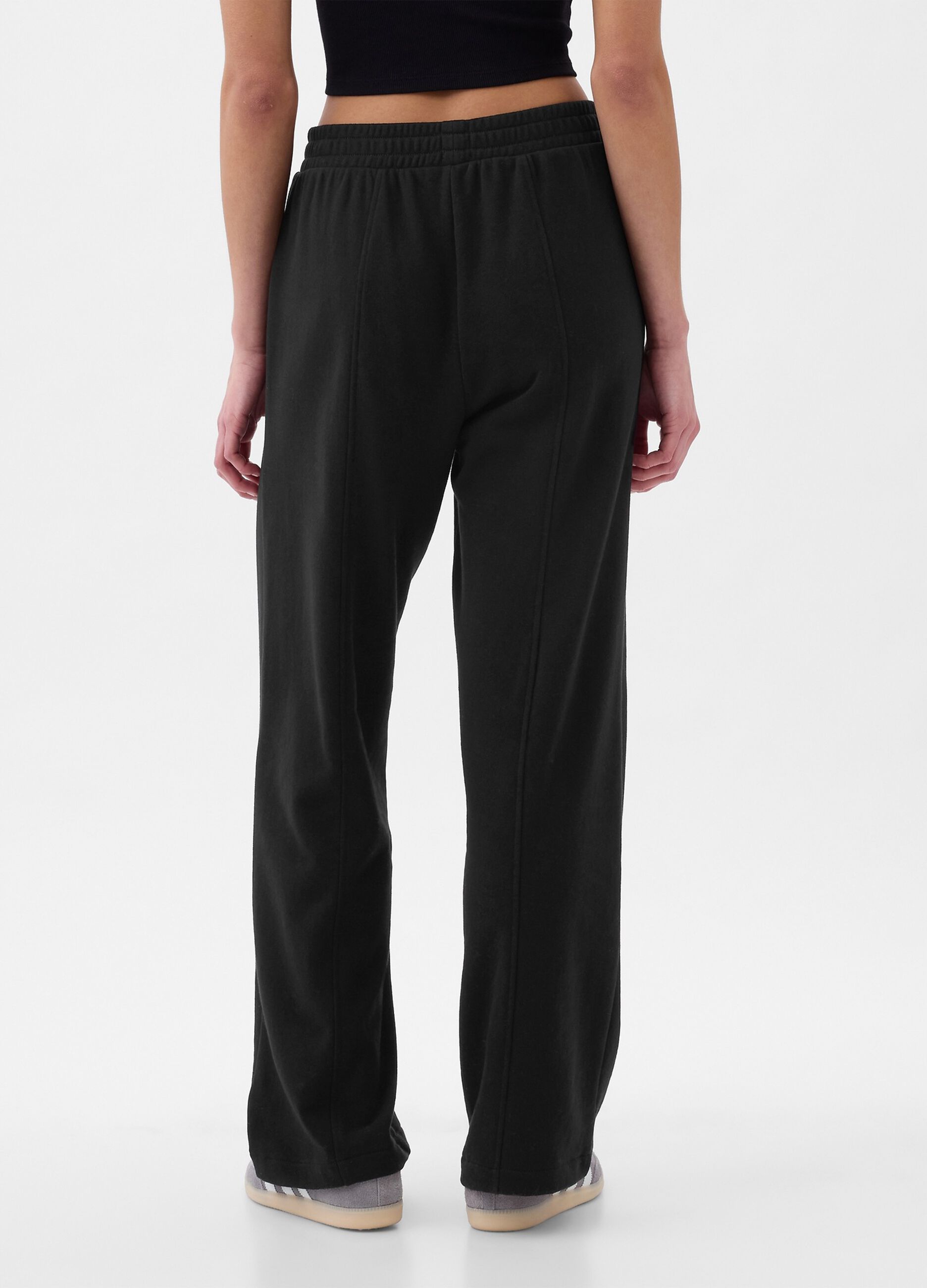 Joggers wide leg in felpa con ricamo logo_1