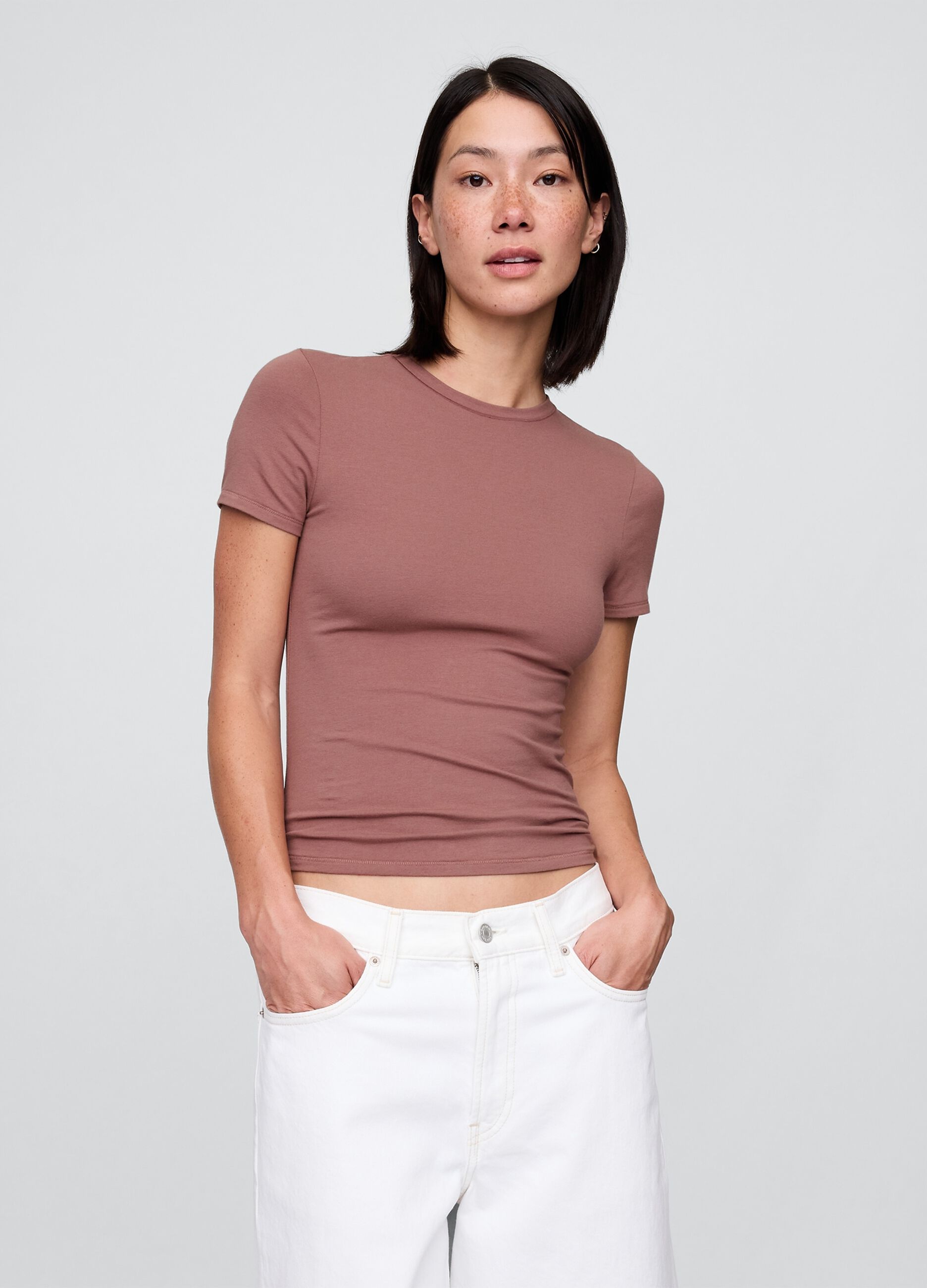 T-shirt marrone elasticizzata