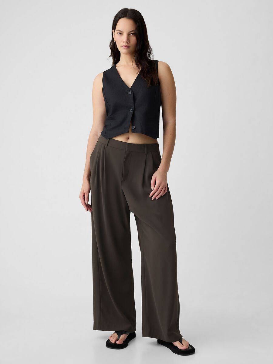 Pantalone a gamba larga con pinces Donna_4