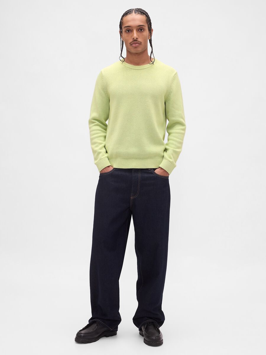 Pullover verde in cotone Uomo_0