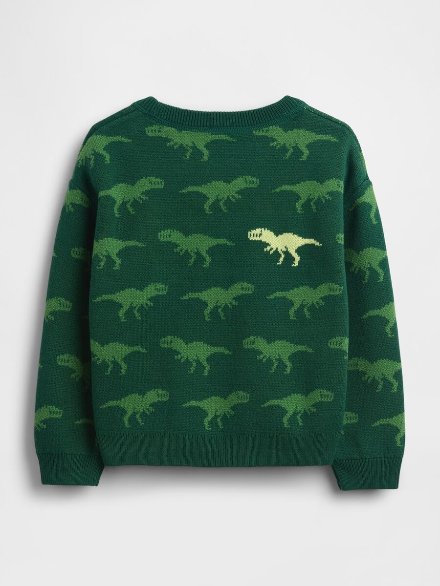 Maglione verde in cotone con dinosauri Bambino_1